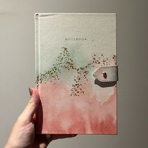 Indigo Lined Journal Notebook with Button Pink/Green Gradient with Speckles NWT